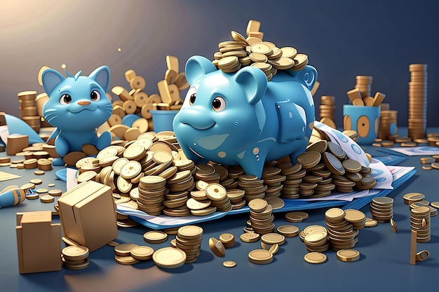 Income savings profit money 3d character illustration