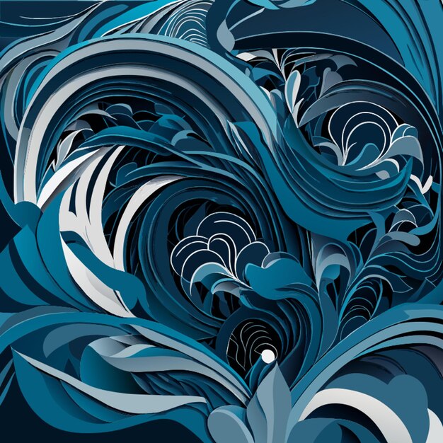 Photo inconspicuous header with elegant abstract waves illustration with dark gray teal blue and light