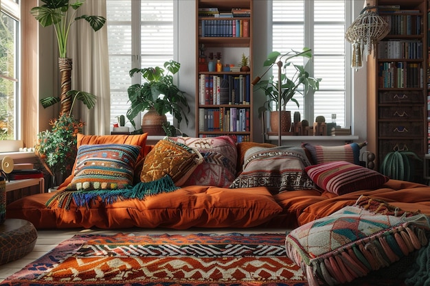 Incorporate bohemian textiles for a laidback eclec