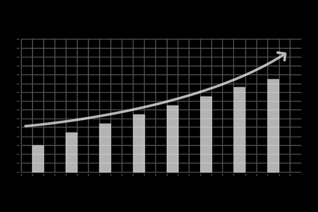 Increased business finance graph with a black background