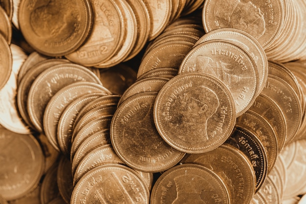 Photo increasing columns of coins, piles of coins