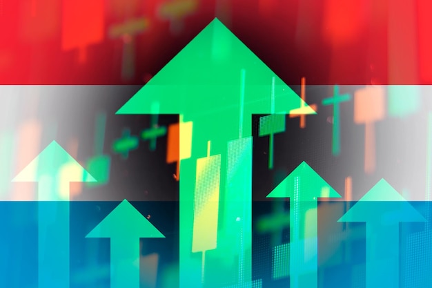 Photo increasing green arrows showing improvements in the economy or growth of stocks on the stock exchange