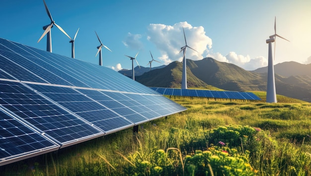 Increasing the utilization of renewable energy sources and showcasing the use of solar panels and wind turbines in nature
