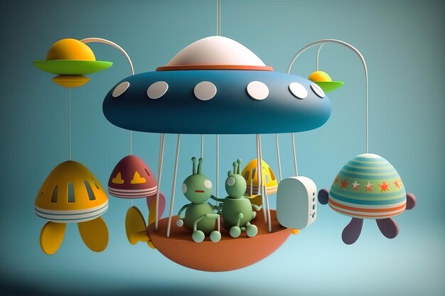 Photo incredible children's spacethemed mobile carousel generative ai