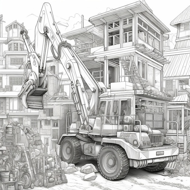 Incredible Coloring Pages of Compactor Construction Generative AI