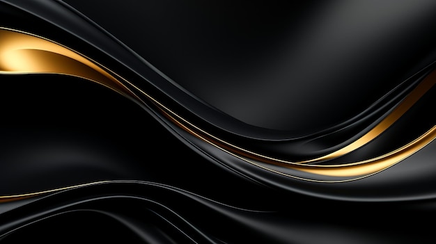 Incredible fantasy black and gold background The texture of stucco a wall with curves AI generation