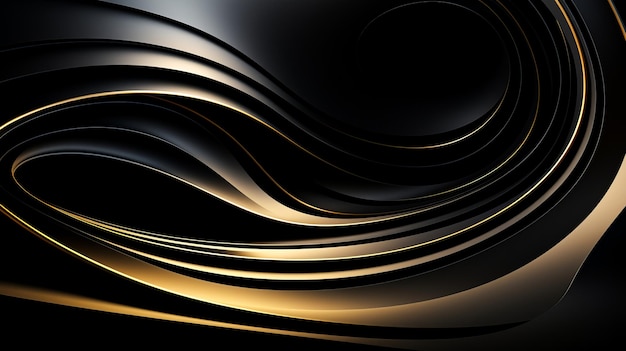 Incredible fantasy black and gold background The texture of stucco a wall with curves AI generation