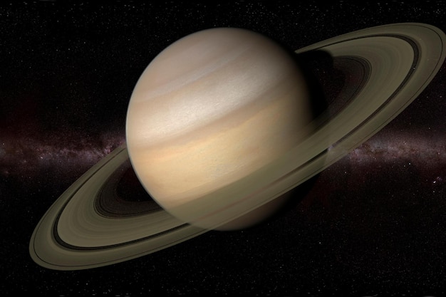 Incredible footage of Saturn planet rotating in it own orbit in the outer space 3d visualisation