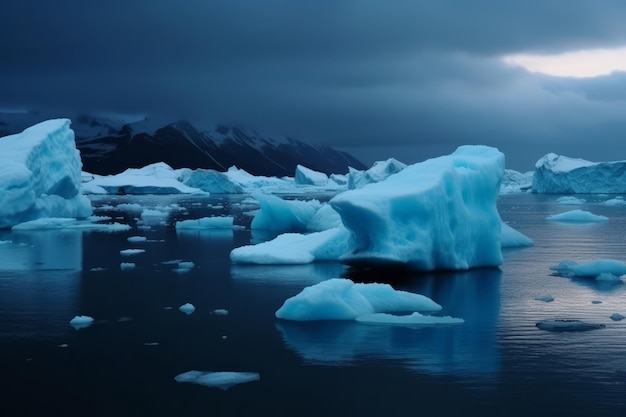 Photo incredible landscape with icebergs in polar regions