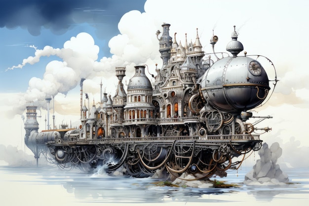 Incredible Major Steampunk City Illustrations