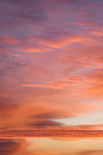Incredibly beautiful sunset Pink clouds Romantic sky Universal vertical photo The background picture