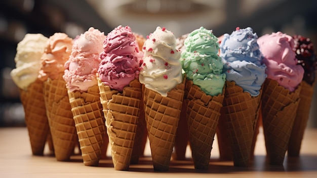 Foto un gelato incredibilmente delizioso e colorato.