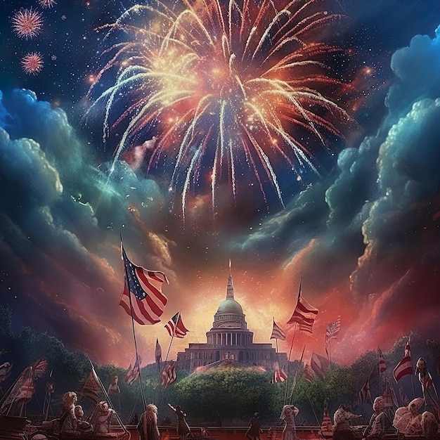 independence day background with fireworks