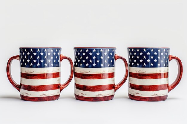 Foto tazza di caffè del giorno dell'indipendenza con la bandiera degli stati uniti