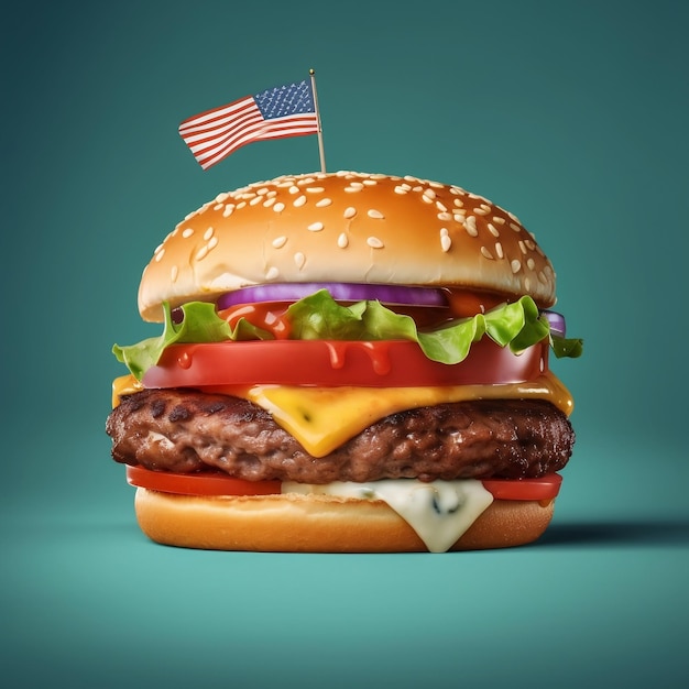 Independence Day Concept with Hamburger Generative AI