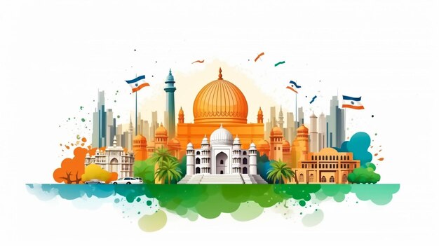 independence day concept with tricolor Happy independence day Greeting card design for Indian inde