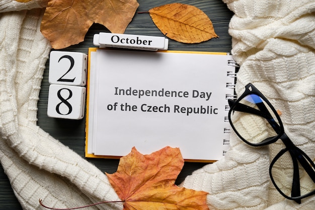 Independence Day of the Czech Republic of autumn month calendar october