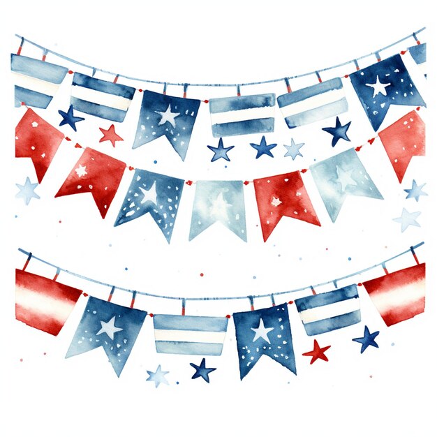 Photo independence day red white and blue clipart set on a white background