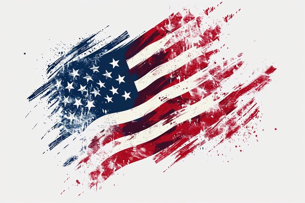 Photo independence day th of july american flag in brush stroke design