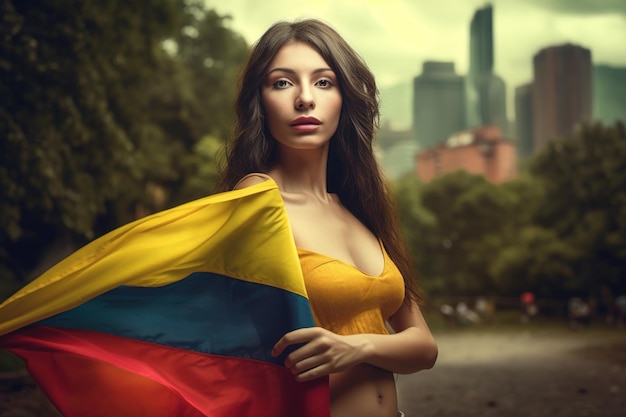 Independencia de colombia Colombia independence day colombian flag Mark with celebrations and events nationwide Residents of Bogota protesting in the streets against Spanish rule Generative AI