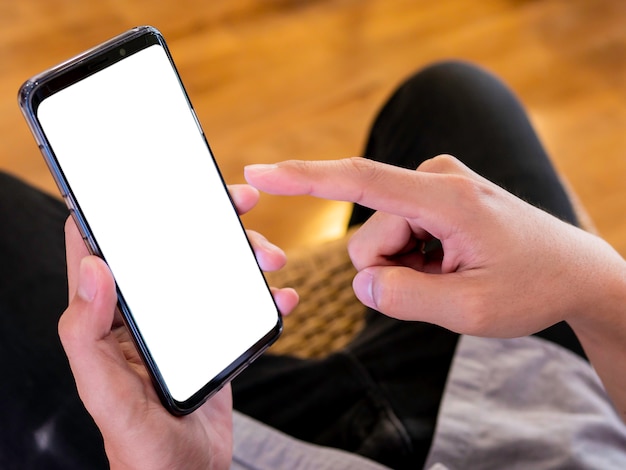 index finger, using smartphone ready to touching the screen of a smartphone