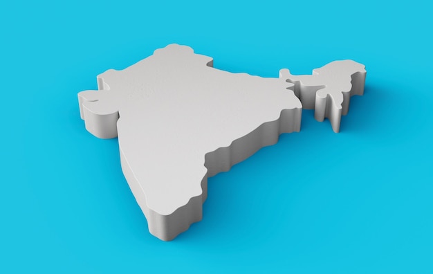 India 3D map Geography Cartography and topology map 3D illustration