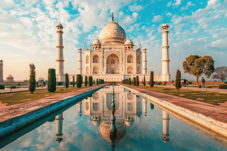 Photo india background of indian travel wonder taj mahal landscape photography
