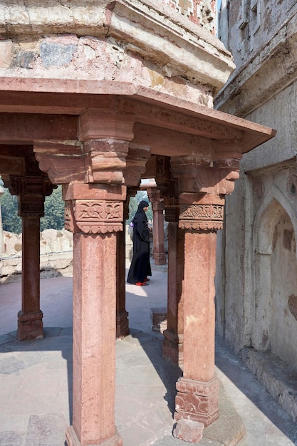 India, Delhi; 20 January 2007, indian girl at Humayun's Tomb - EDITORIAL