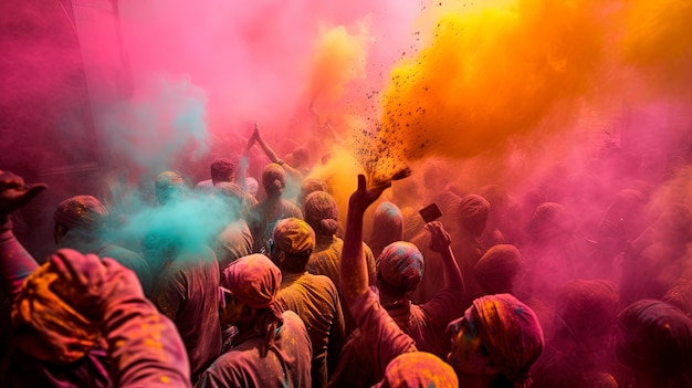 Индия Попробуйте яркие цвета Холи, Фестиваля Цветов, принимая участие в сообществе