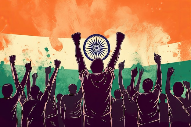 India flag bokeh background with victory symbol generative ai