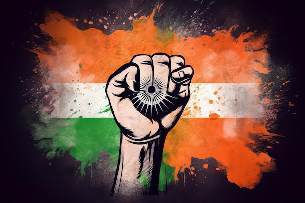 India flag bokeh background with Victory symbol Generative AI