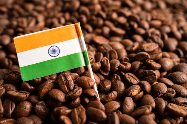 India flag on coffee bean import export trade online commerce concept