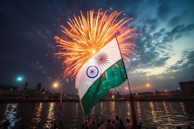 Foto la bandiera dell'india vola in alto con orgoglio il giorno dell'indipendenza dell'india e il giorno della repubblica dell'india.