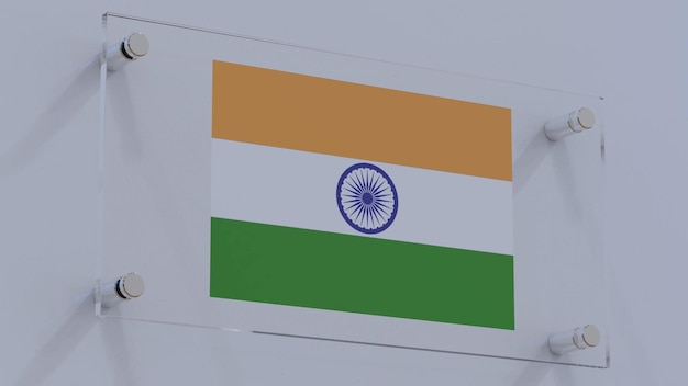 Photo india flag logo engraved on marble wall