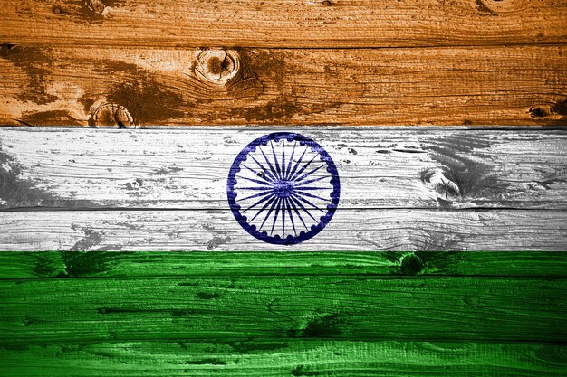 India flag on wooden planks background