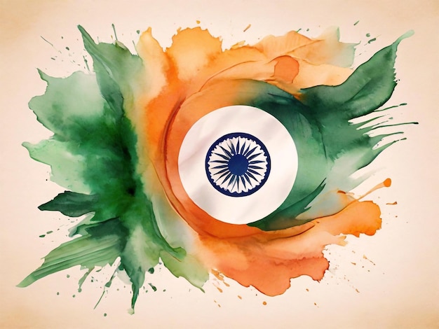 India Independence Day with Watercolor Background