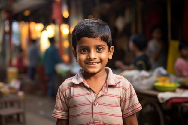 an india kid boy smile at camera