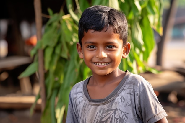 an india kid boy smile at camera
