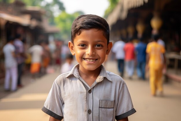 an india kid boy smile at camera