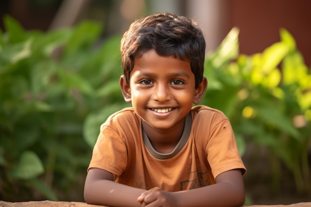 an india kid boy smile at camera