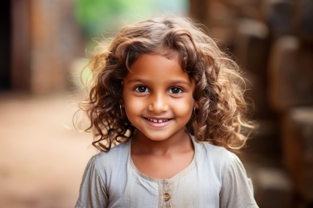 an india kid girl smile at camera