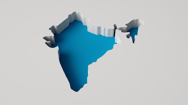 사진 인도 지도 3d 내부 익스트루드 지도 바다 깊이 파란색과 내부 그림자 3d 일러스트레이션