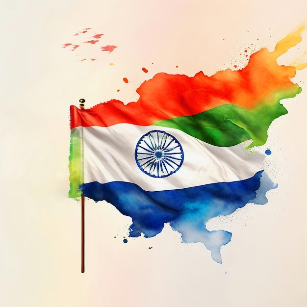 India onafhankelijkheidsdag aquarel vlag behang