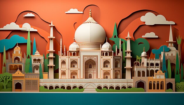 India republic day layered paper art diorama generated by artificial intelligence