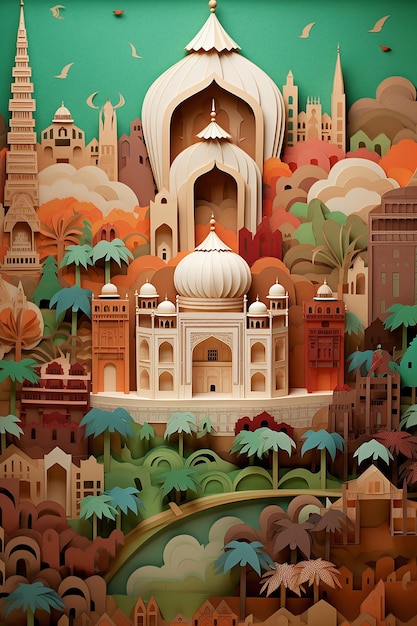 Photo india republic day layered paper art diorama