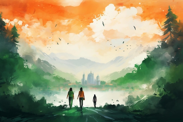 India's Independence Day Poster Concept Aquarel Generatieve AI