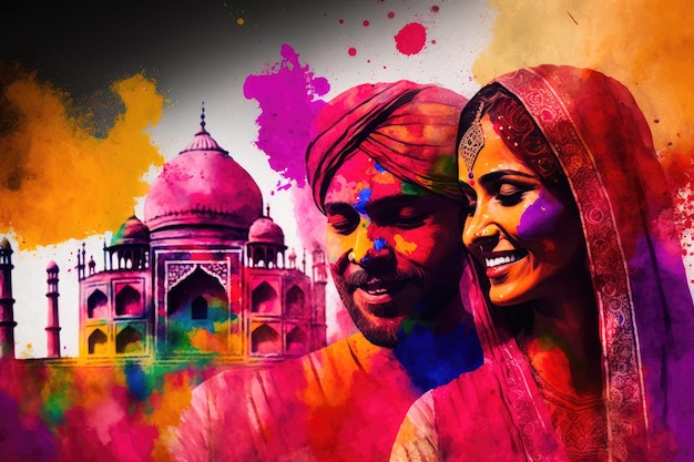 India traditional festival of colors and love on blurred background