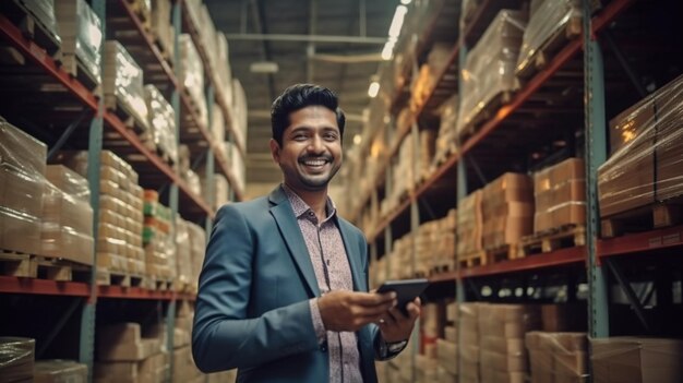 indian 25 year old supply chain manager having tablet