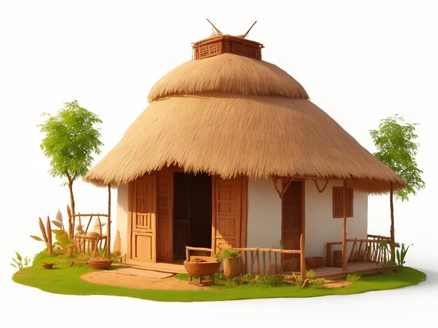 Photo indian_agricultural_land_village_house_with_old_indian