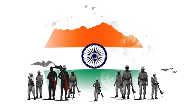 Indian airforce day with indian flag theam and indian solders Generative ai
